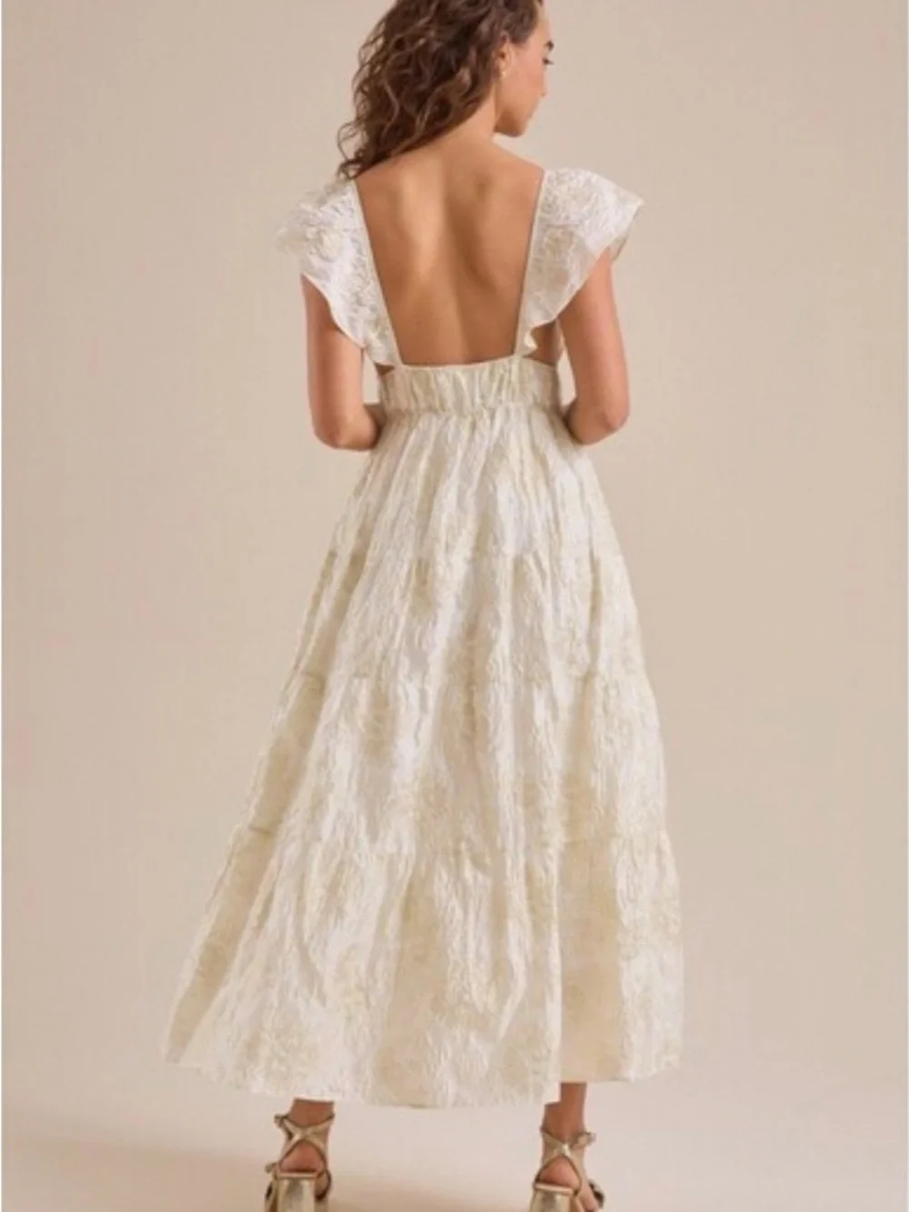 Altar'd State Cream V-Neck Tiered Maxi Dress - Picture 3 of 6